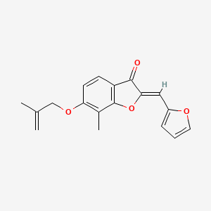 molecular formula C18H16O4 B2803779 (2Z)-2-[(furan-2-yl)methylidene]-7-methyl-6-[(2-methylprop-2-en-1-yl)oxy]-2,3-dihydro-1-benzofuran-3-one CAS No. 859134-01-3
