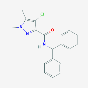 molecular formula C19H18ClN3O B280378 N-benzhydryl-4-chloro-1,5-dimethylpyrazole-3-carboxamide 