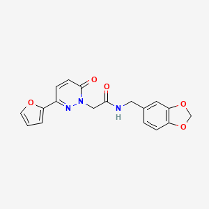 molecular formula C18H15N3O5 B2803796 N-[(2H-1,3-benzodioxol-5-yl)methyl]-2-[3-(furan-2-yl)-6-oxo-1,6-dihydropyridazin-1-yl]acetamide CAS No. 899989-23-2