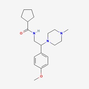 molecular formula C20H31N3O2 B2803846 N-(2-(4-methoxyphenyl)-2-(4-methylpiperazin-1-yl)ethyl)cyclopentanecarboxamide CAS No. 903250-85-1
