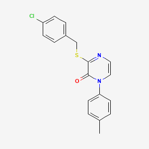 molecular formula C18H15ClN2OS B2803878 3-{[(4-chlorophenyl)methyl]sulfanyl}-1-(4-methylphenyl)-1,2-dihydropyrazin-2-one CAS No. 941978-12-7