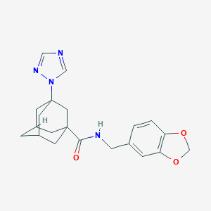 molecular formula C21H24N4O3 B280392 N~1~-(1,3-BENZODIOXOL-5-YLMETHYL)-3-(1H-1,2,4-TRIAZOL-1-YL)-1-ADAMANTANECARBOXAMIDE 