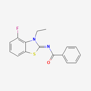 molecular formula C16H13FN2OS B2803926 N-[(2Z)-3-ethyl-4-fluoro-2,3-dihydro-1,3-benzothiazol-2-ylidene]benzamide CAS No. 868370-96-1