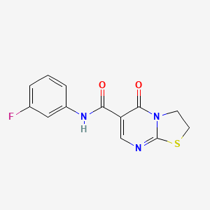 molecular formula C13H10FN3O2S B2803935 N-(3-fluorophenyl)-5-oxo-2H,3H,5H-[1,3]thiazolo[3,2-a]pyrimidine-6-carboxamide CAS No. 443329-38-2