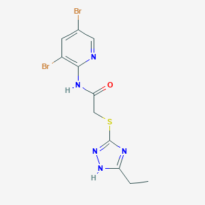 molecular formula C11H11Br2N5OS B280403 N-(3,5-dibromopyridin-2-yl)-2-[(5-ethyl-4H-1,2,4-triazol-3-yl)sulfanyl]acetamide 