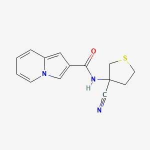 molecular formula C14H13N3OS B2804035 N-(3-Cyanothiolan-3-YL)indolizine-2-carboxamide CAS No. 1394694-72-4