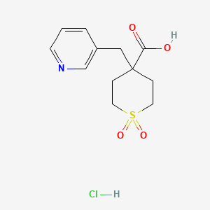 molecular formula C12H16ClNO4S B2804068 1,1-Dioxo-4-(pyridin-3-ylmethyl)-1lambda(6)-thiane-4-carboxylic acid hydrochlori CAS No. 2197054-76-3