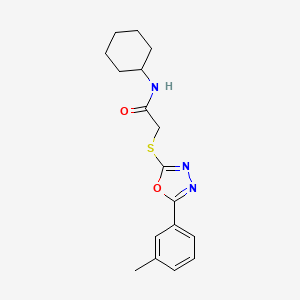 molecular formula C17H21N3O2S B2804099 N-Cyclohexyl-2-{[5-(3-methylphenyl)-1,3,4-oxadiazol-2-YL]sulfanyl}acetamide CAS No. 461001-01-4