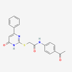 molecular formula C20H17N3O3S B2804127 N-(4-acetylphenyl)-2-((6-oxo-4-phenyl-1,6-dihydropyrimidin-2-yl)thio)acetamide CAS No. 518017-70-4