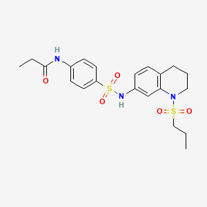 molecular formula C21H27N3O5S2 B2804158 N-(4-{[1-(propane-1-sulfonyl)-1,2,3,4-tetrahydroquinolin-7-yl]sulfamoyl}phenyl)propanamide CAS No. 946353-11-3