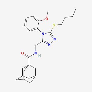 molecular formula C25H34N4O2S B2804197 N-{[5-(butylsulfanyl)-4-(2-methoxyphenyl)-4H-1,2,4-triazol-3-yl]methyl}adamantane-1-carboxamide CAS No. 476440-35-4