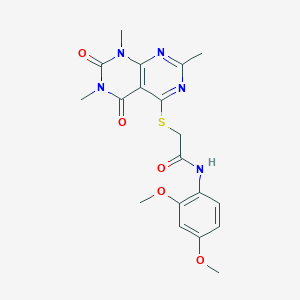 molecular formula C19H21N5O5S B2804220 N-(2,4-dimethoxyphenyl)-2-({2,6,8-trimethyl-5,7-dioxo-5H,6H,7H,8H-[1,3]diazino[4,5-d]pyrimidin-4-yl}sulfanyl)acetamide CAS No. 852168-24-2