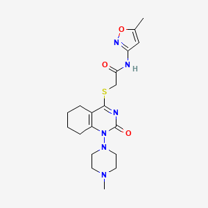 molecular formula C19H26N6O3S B2804231 N-(5-methyl-1,2-oxazol-3-yl)-2-{[1-(4-methylpiperazin-1-yl)-2-oxo-1,2,5,6,7,8-hexahydroquinazolin-4-yl]sulfanyl}acetamide CAS No. 899993-16-9