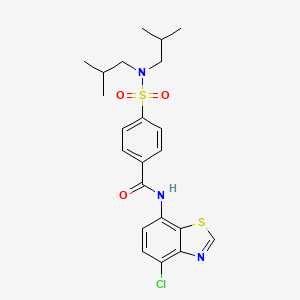 molecular formula C22H26ClN3O3S2 B2804265 4-[bis(2-methylpropyl)sulfamoyl]-N-(4-chloro-1,3-benzothiazol-7-yl)benzamide CAS No. 932329-95-8