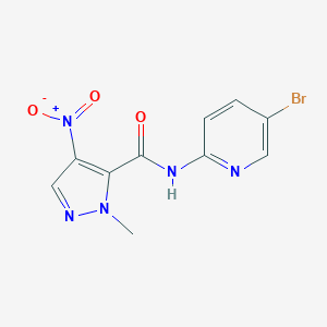 molecular formula C10H8BrN5O3 B280427 N-(5-BROMO-2-PYRIDYL)-1-METHYL-4-NITRO-1H-PYRAZOLE-5-CARBOXAMIDE 