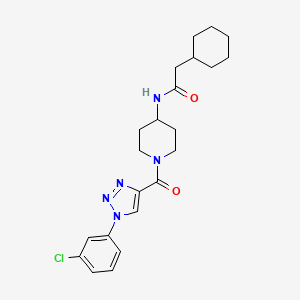 molecular formula C22H28ClN5O2 B2804278 N-(1-(1-(3-chlorophenyl)-1H-1,2,3-triazole-4-carbonyl)piperidin-4-yl)-2-cyclohexylacetamide CAS No. 1251689-66-3