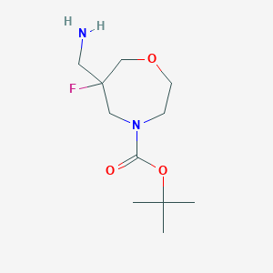 molecular formula C11H21FN2O3 B2804326 Tert-butyl 6-(aminomethyl)-6-fluoro-1,4-oxazepane-4-carboxylate CAS No. 2378503-73-0