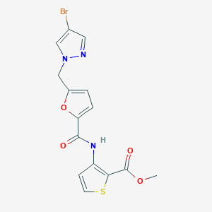 molecular formula C15H12BrN3O4S B280434 METHYL 3-[({5-[(4-BROMO-1H-PYRAZOL-1-YL)METHYL]-2-FURYL}CARBONYL)AMINO]-2-THIOPHENECARBOXYLATE 