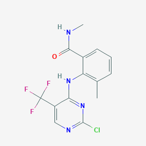 B2804345 Benzamide, 2-[[2-chloro-5-(trifluoromethyl)-4-pyrimidinyl]amino]-N,3-dimethyl- CAS No. 1022960-23-1