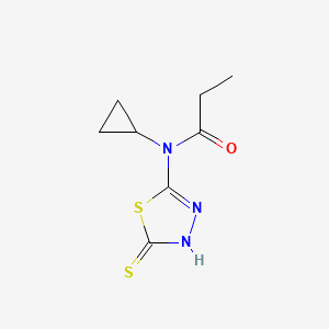 molecular formula C8H11N3OS2 B2804431 N-cyclopropyl-N-(5-sulfanyl-1,3,4-thiadiazol-2-yl)propanamide CAS No. 851116-17-1