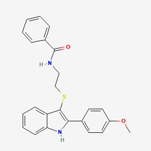 molecular formula C24H22N2O2S B2804438 N-(2-{[2-(4-methoxyphenyl)-1H-indol-3-yl]sulfanyl}ethyl)benzamide CAS No. 850916-91-5