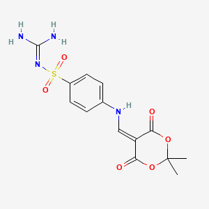 molecular formula C14H16N4O6S B2804443 N-(4-{[(2,2-dimethyl-4,6-dioxo-1,3-dioxan-5-ylidene)methyl]amino}benzenesulfonyl)guanidine CAS No. 1172404-84-0