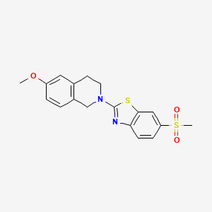 molecular formula C18H18N2O3S2 B2804463 2-(6-methanesulfonyl-1,3-benzothiazol-2-yl)-6-methoxy-1,2,3,4-tetrahydroisoquinoline CAS No. 1219901-92-4