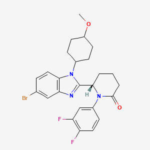 molecular formula C25H26BrF2N3O2 B2804533 (6S)-6-[5-bromo-1-(4-methoxycyclohexyl)benzimidazol-2-yl]-1-(3,4-difluorophenyl)piperidin-2-one CAS No. 2222964-03-4