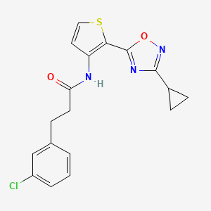 molecular formula C18H16ClN3O2S B2804554 3-(3-chlorophenyl)-N-[2-(3-cyclopropyl-1,2,4-oxadiazol-5-yl)thiophen-3-yl]propanamide CAS No. 1788675-30-8