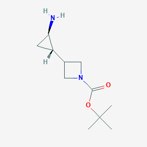 molecular formula C11H20N2O2 B2804567 rac-tert-butyl 3-[(1R,2S)-2-aminocyclopropyl]azetidine-1-carboxylate, trans CAS No. 2227776-54-5