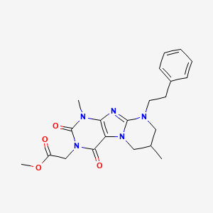 molecular formula C21H25N5O4 B2804581 methyl 2-[1,7-dimethyl-2,4-dioxo-9-(2-phenylethyl)-1H,2H,3H,4H,6H,7H,8H,9H-pyrimido[1,2-g]purin-3-yl]acetate CAS No. 877808-14-5
