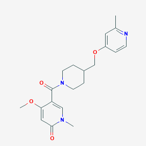molecular formula C20H25N3O4 B2804613 4-Methoxy-1-methyl-5-(4-{[(2-methylpyridin-4-yl)oxy]methyl}piperidine-1-carbonyl)-1,2-dihydropyridin-2-one CAS No. 2379985-15-4