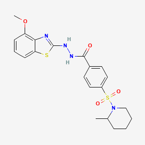 molecular formula C21H24N4O4S2 B2804619 N'-(4-methoxybenzo[d]thiazol-2-yl)-4-((2-methylpiperidin-1-yl)sulfonyl)benzohydrazide CAS No. 851978-44-4