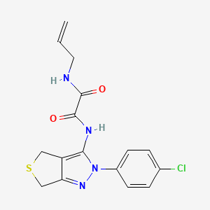 molecular formula C16H15ClN4O2S B2804624 N'-[2-(4-chlorophenyl)-2H,4H,6H-thieno[3,4-c]pyrazol-3-yl]-N-(prop-2-en-1-yl)ethanediamide CAS No. 899741-88-9