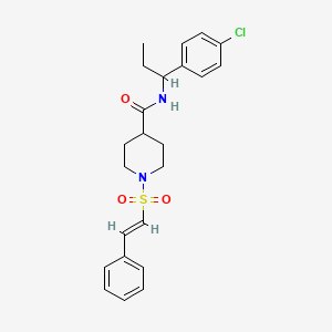 N-[1-(4-Chlorophenyl)propyl]-1-[(E)-2-phenylethenyl]sulfonylpiperidine-4-carboxamide