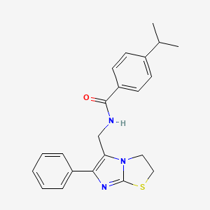 molecular formula C22H23N3OS B2804678 N-({6-phenyl-2H,3H-imidazo[2,1-b][1,3]thiazol-5-yl}methyl)-4-(propan-2-yl)benzamide CAS No. 946301-00-4
