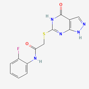 molecular formula C13H10FN5O2S B2804682 N-(2-fluorophenyl)-2-((4-oxo-4,5-dihydro-1H-pyrazolo[3,4-d]pyrimidin-6-yl)thio)acetamide CAS No. 878066-76-3