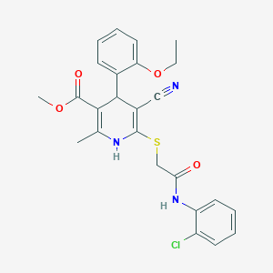 molecular formula C25H24ClN3O4S B2804693 METHYL 6-({[(2-CHLOROPHENYL)CARBAMOYL]METHYL}SULFANYL)-5-CYANO-4-(2-ETHOXYPHENYL)-2-METHYL-1,4-DIHYDROPYRIDINE-3-CARBOXYLATE CAS No. 442557-88-2