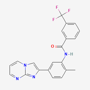 molecular formula C21H15F3N4O B2804710 N-(5-{imidazo[1,2-a]pyrimidin-2-yl}-2-methylphenyl)-3-(trifluoromethyl)benzamide CAS No. 847387-88-6