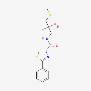 molecular formula C15H18N2O2S2 B2804721 N-(2-hydroxy-2-methyl-3-(methylthio)propyl)-2-phenylthiazole-4-carboxamide CAS No. 1798523-38-2