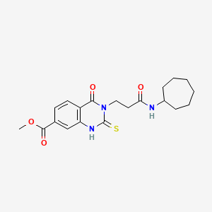 molecular formula C20H25N3O4S B2804728 Methyl 3-(3-(cycloheptylamino)-3-oxopropyl)-4-oxo-2-thioxo-1,2,3,4-tetrahydroquinazoline-7-carboxylate CAS No. 946253-59-4