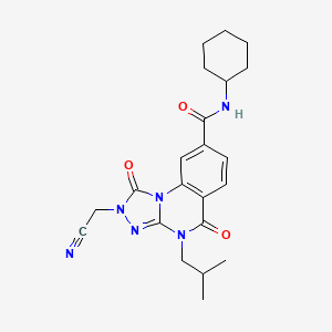 molecular formula C22H26N6O3 B2804730 2-(cyanomethyl)-N-cyclohexyl-4-(2-methylpropyl)-1,5-dioxo-1H,2H,4H,5H-[1,2,4]triazolo[4,3-a]quinazoline-8-carboxamide CAS No. 1223793-40-5