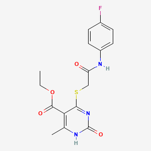 molecular formula C16H16FN3O4S B2804738 ethyl 4-({[(4-fluorophenyl)carbamoyl]methyl}sulfanyl)-6-methyl-2-oxo-1,2-dihydropyrimidine-5-carboxylate CAS No. 946253-01-6