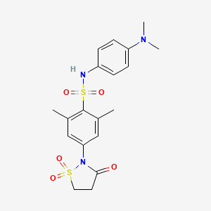 molecular formula C19H23N3O5S2 B2804740 N-(4-(dimethylamino)phenyl)-4-(1,1-dioxido-3-oxoisothiazolidin-2-yl)-2,6-dimethylbenzenesulfonamide CAS No. 1015570-84-9