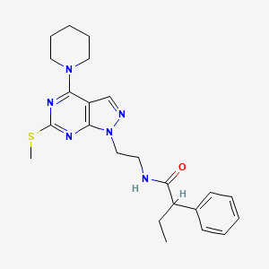 molecular formula C23H30N6OS B2804774 N-(2-(6-(methylthio)-4-(piperidin-1-yl)-1H-pyrazolo[3,4-d]pyrimidin-1-yl)ethyl)-2-phenylbutanamide CAS No. 953939-40-7