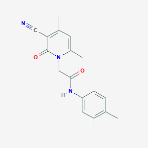 molecular formula C18H19N3O2 B2804780 2-(3-cyano-4,6-dimethyl-2-oxo-1,2-dihydropyridin-1-yl)-N-(3,4-dimethylphenyl)acetamide CAS No. 932474-85-6