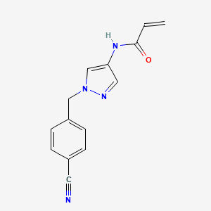 molecular formula C14H12N4O B2804789 N-[1-[(4-Cyanophenyl)methyl]pyrazol-4-yl]prop-2-enamide CAS No. 2361646-39-9