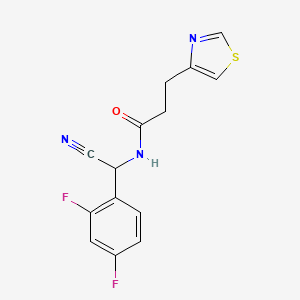 molecular formula C14H11F2N3OS B2804796 N-[Cyano-(2,4-difluorophenyl)methyl]-3-(1,3-thiazol-4-yl)propanamide CAS No. 1385384-02-0