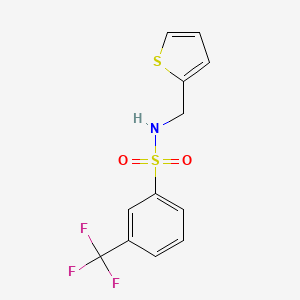 molecular formula C12H10F3NO2S2 B2804798 N-(thiophen-2-ylmethyl)-3-(trifluoromethyl)benzenesulfonamide 