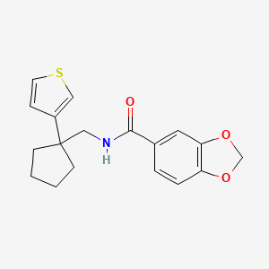 molecular formula C18H19NO3S B2804817 N-((1-(thiophen-3-yl)cyclopentyl)methyl)benzo[d][1,3]dioxole-5-carboxamide CAS No. 2034451-24-4